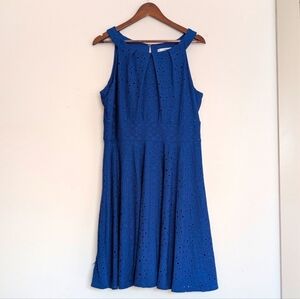 Wisp Halter Casual Summer Royal Blue Stretch Eyelet Size 14 Dress